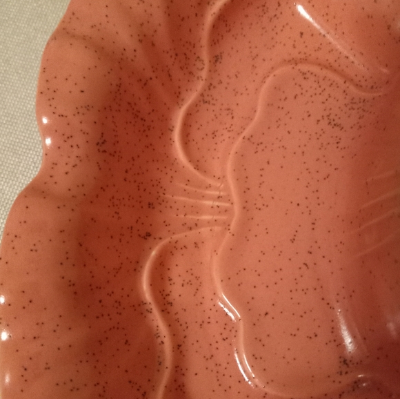 Vtg  Glazed California Pottery Lazy Susan 4 Piece Pink Gray Speckled - Picture 3 of 5